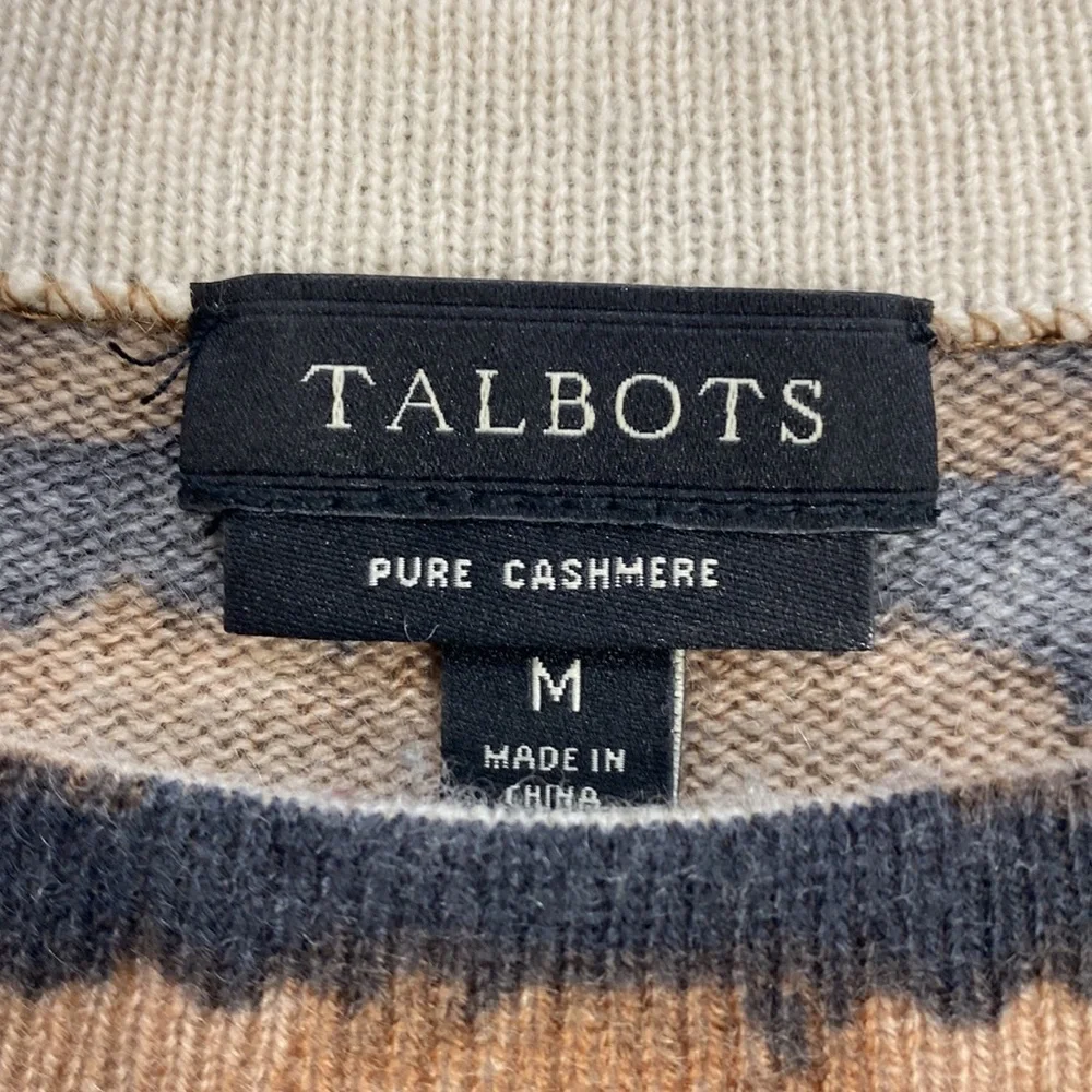 Talbots Pure Cashmere Tiger Print Sweater Women's Medium Black/Brown - Picture 5 of 9